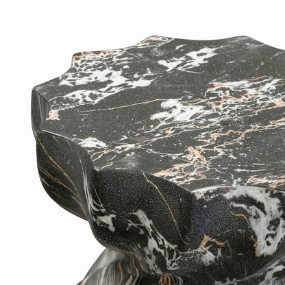 Black Faux Marble Indoor/Outdoor Concrete Stool