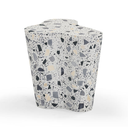 Slab Black & White Riverbed Terrazzo Side Table