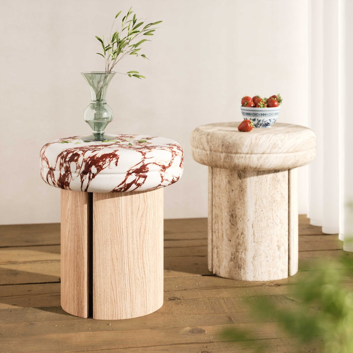 Sheila Travertine Textured Concrete Side Table