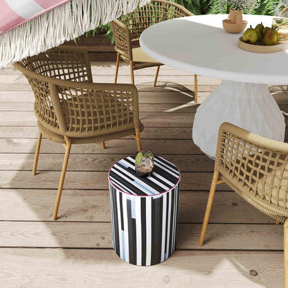 Modern Striped Ceramic Stool