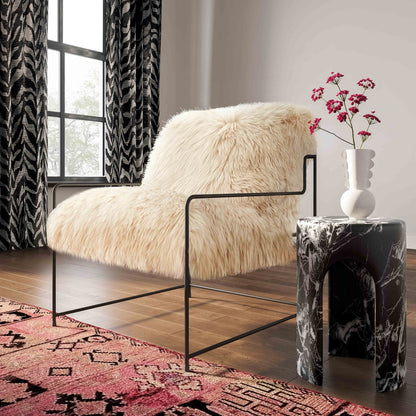 Elegant Natural Genuine Sheepskin Chair