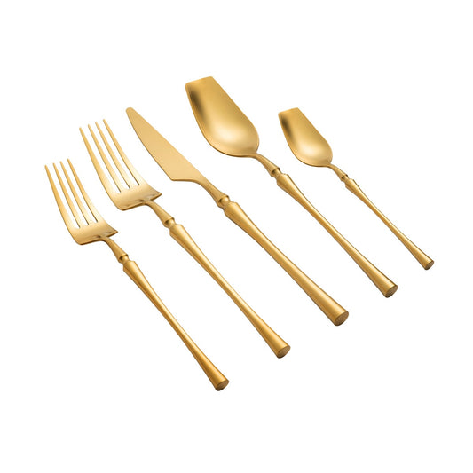 Brushed Gold Stainless Steel Flatware - Set of 5 Pieces