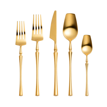 Brushed Gold Stainless Steel Flatware - Set of 5 Pieces