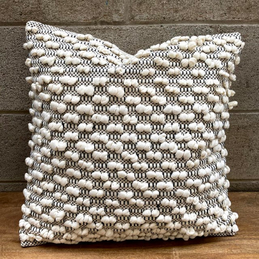 Deepa Black and White Cotton Woven Pillow