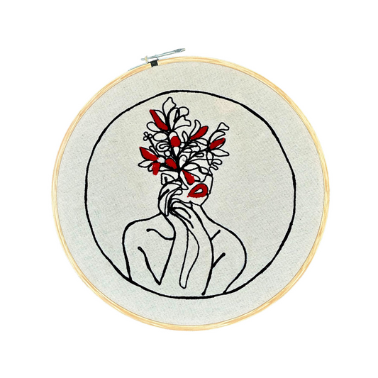 Elli Cotton Floral Woman Embroidered Wall Art