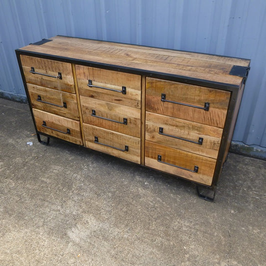 Rochester Nine Drawer Mango Wood And Iron Dresser