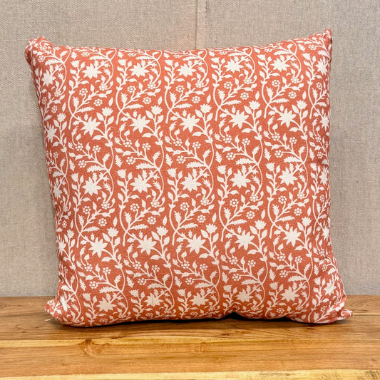 Ambika Red And White Paisley Block Print Pillow - 18" X 18"