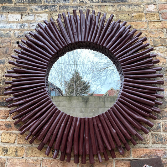 Bandipur Round Chamcha Wood Branch Mirror 40"