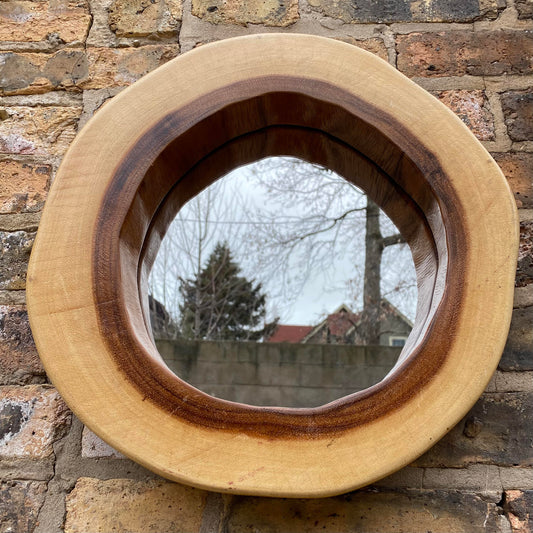 Corbett Round Chamcha Wood Mirror 15"