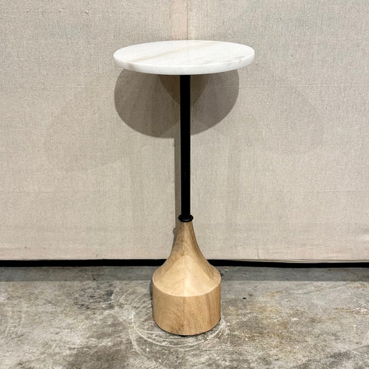 Hampi Marble and Mango Wood Pedestal Cocktail Table